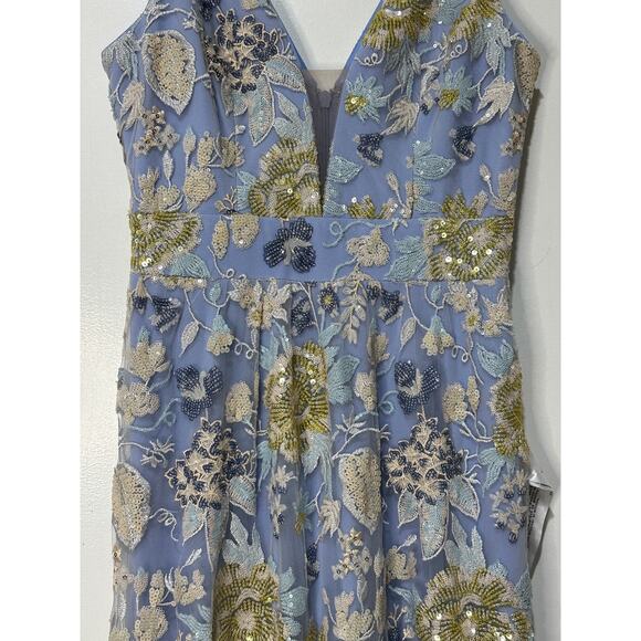 Dress The Population Samira Embellished Chiffon Gown Sky Multi Size Medium NWT - Picture 4 of 16